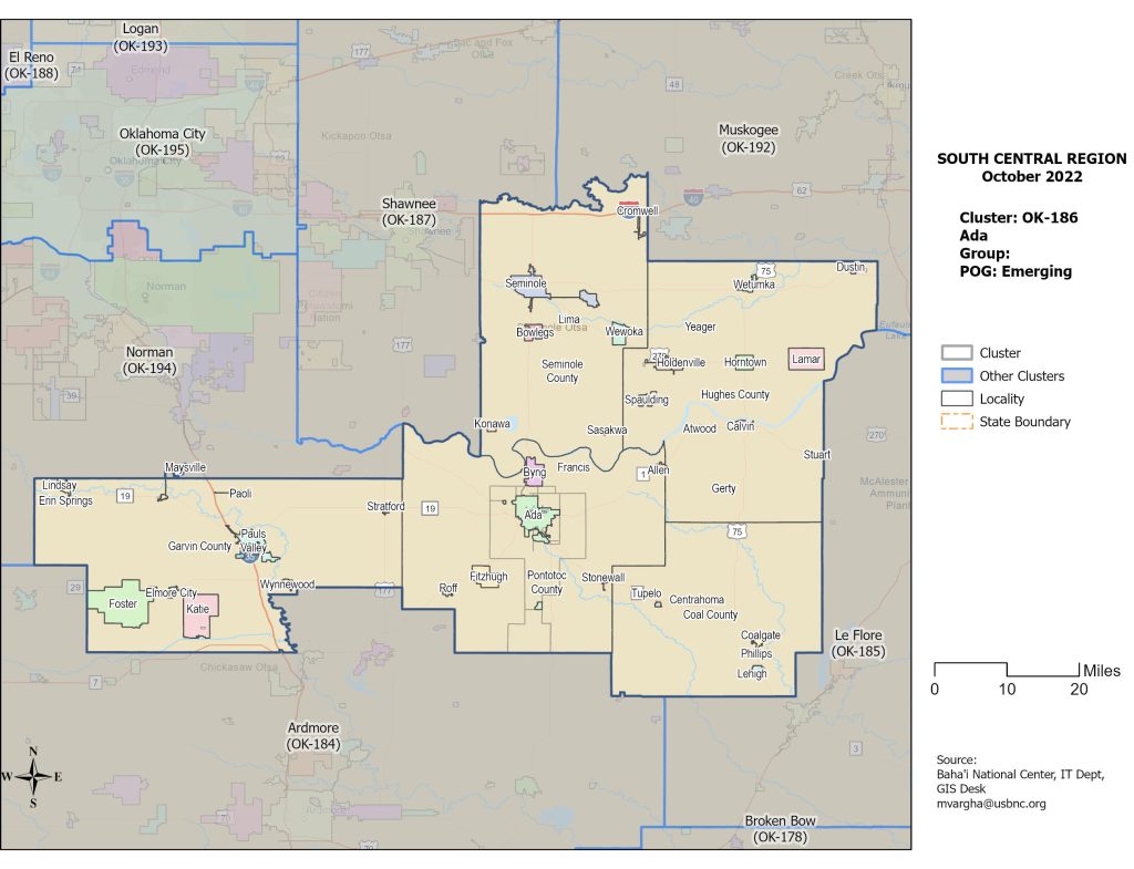 Maps of Cluster Locations | South Central Regional Bahá'í Council