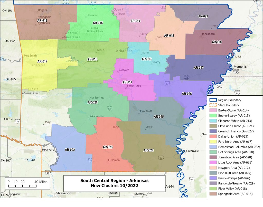 South Central Arkansas State Map