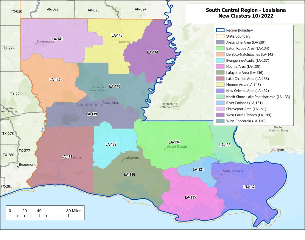 South Central Louisiana State Map