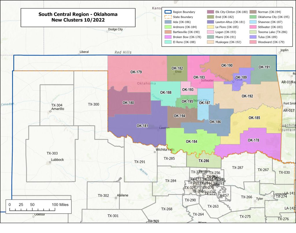 South Central Oklahoma State Map