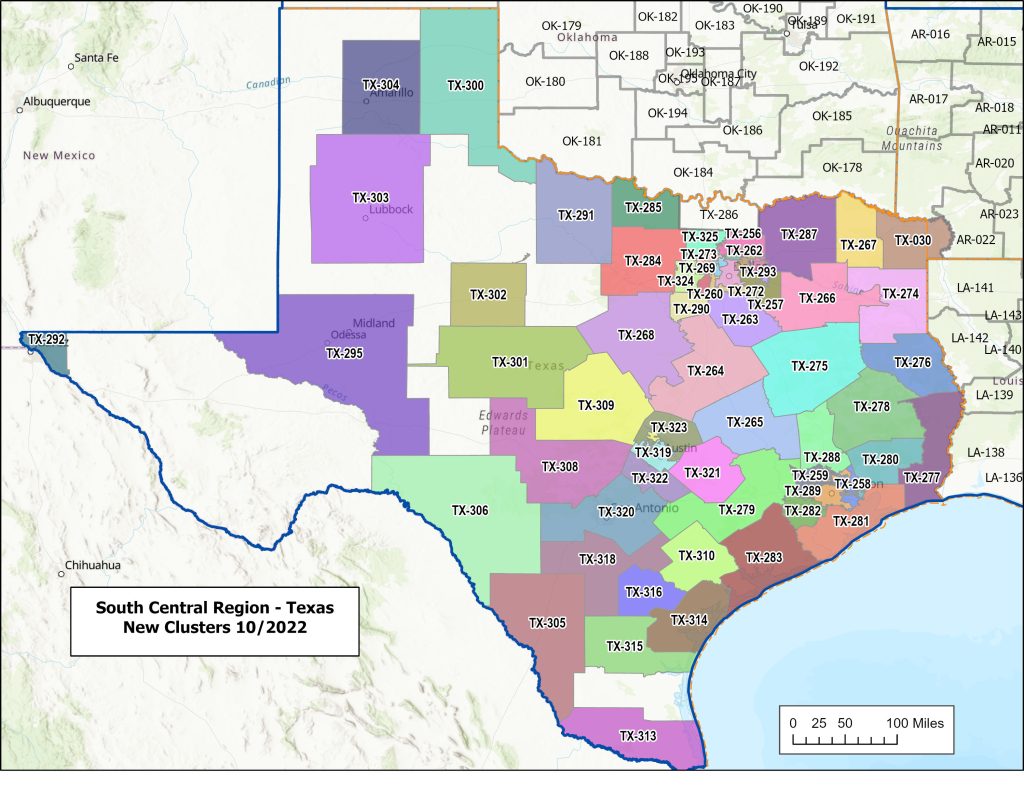 South Central Texas State Map